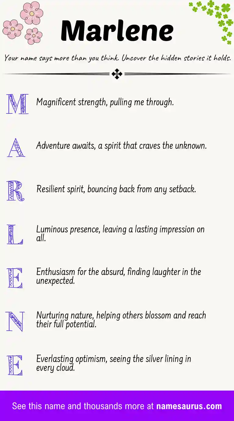 Acrostic poem about Marlene.
