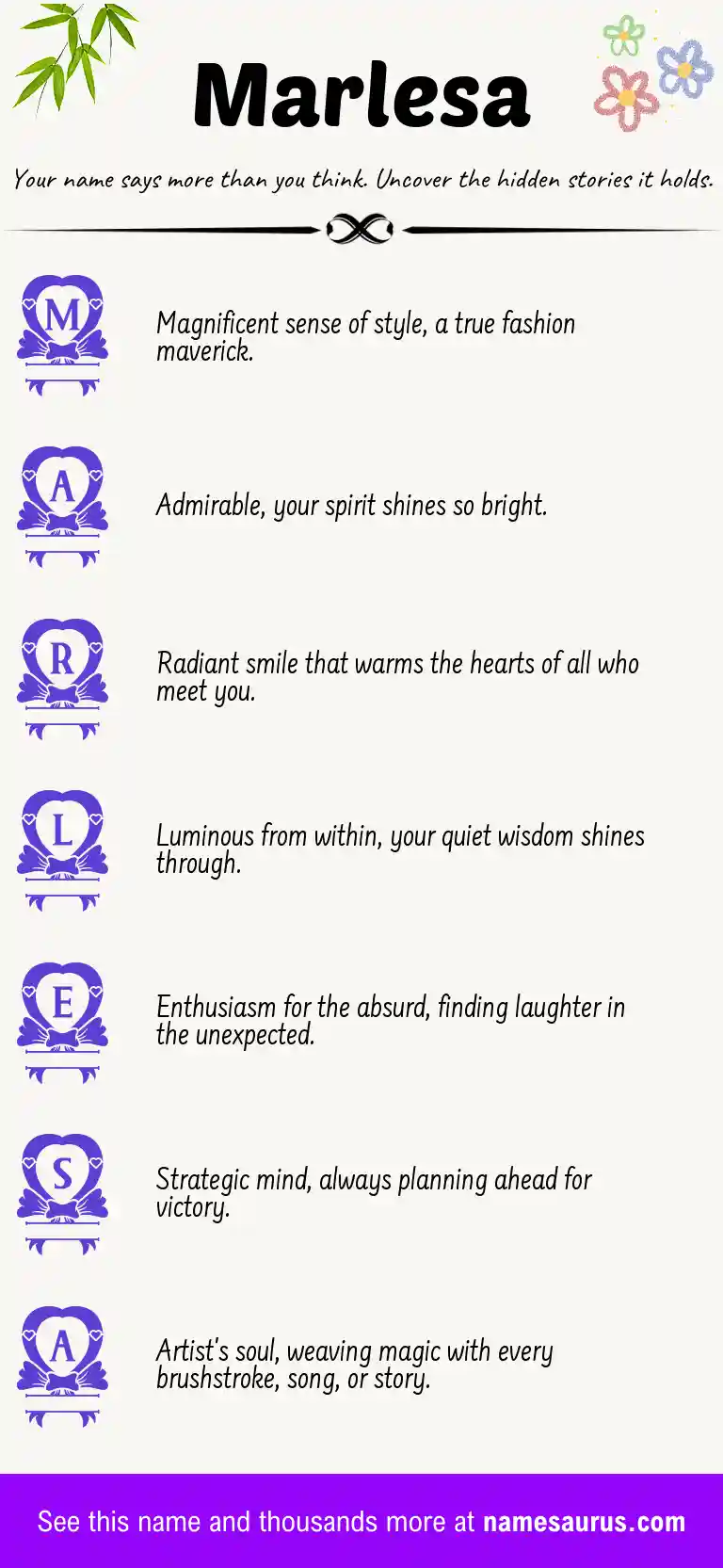Acrostic poem about Marlesa.