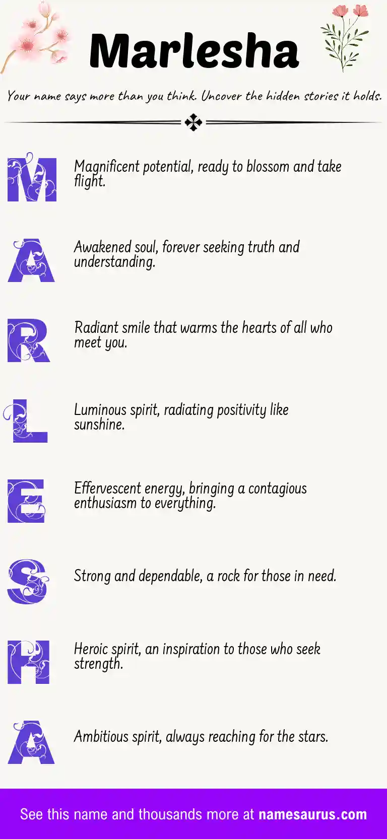 Acrostic poem about Marlesha.