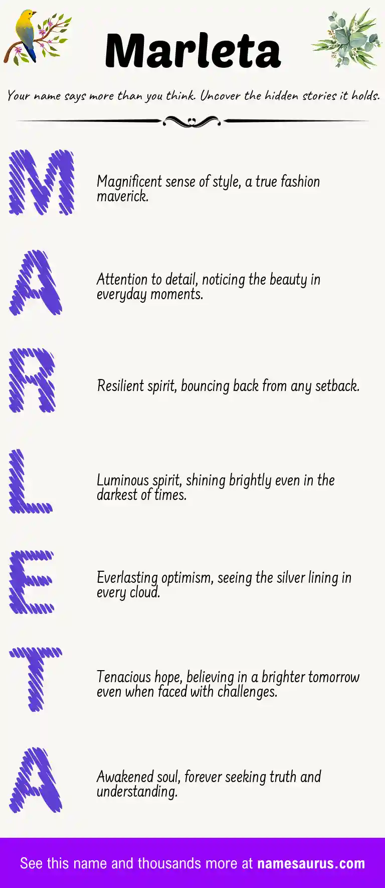 Acrostic poem about Marleta.