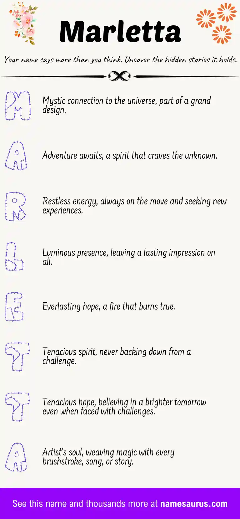 Acrostic poem about Marletta.