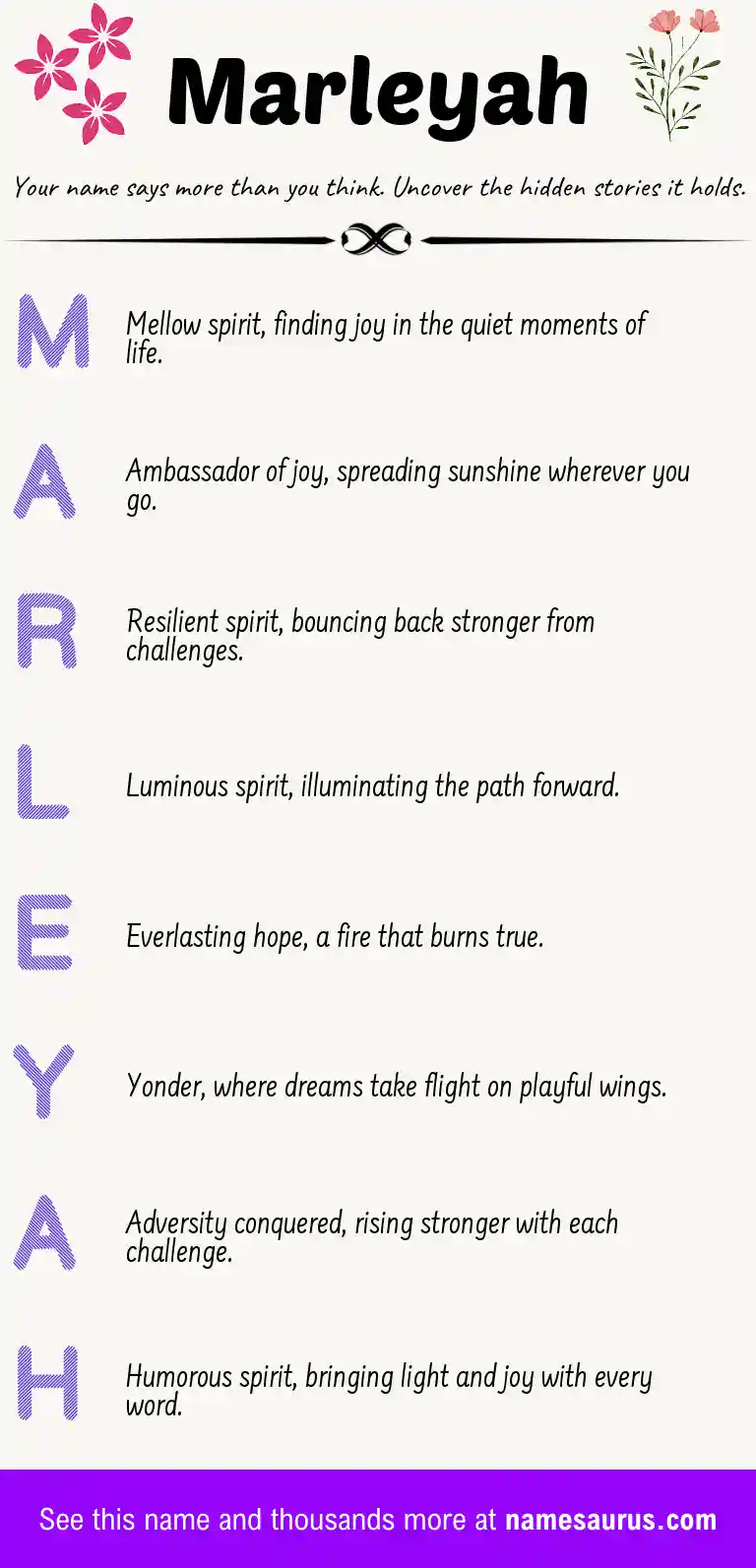 Acrostic poem about Marleyah.