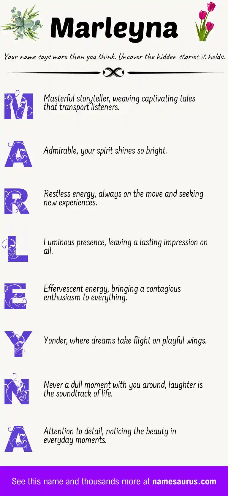 Acrostic poem about Marleyna.