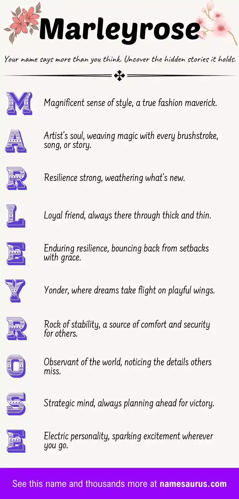 Acrostic poem about Marleyrose.