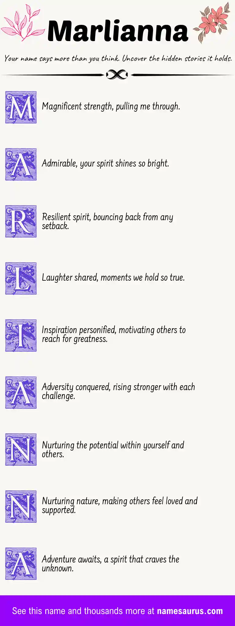 Acrostic poem about Marlianna.