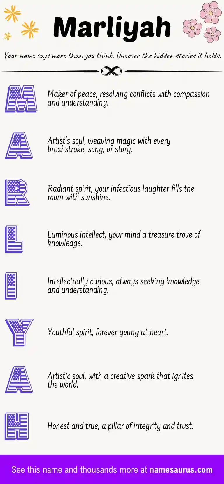 Acrostic poem about Marliyah.