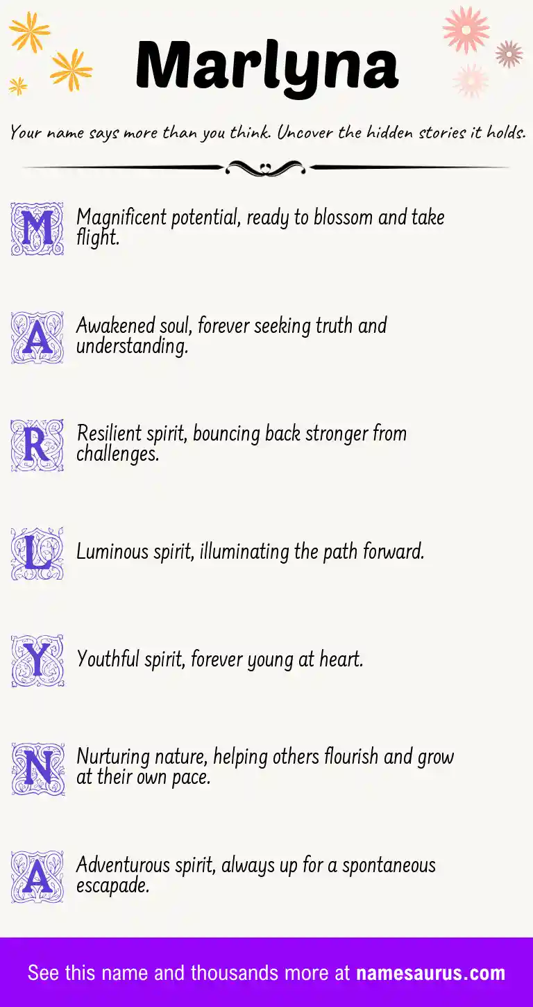 Acrostic poem about Marlyna.