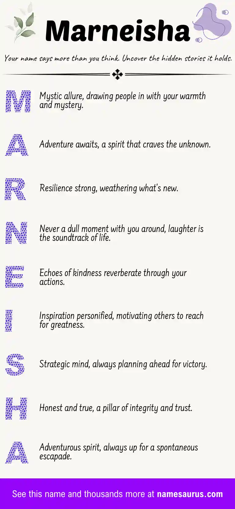 Acrostic poem about Marneisha.