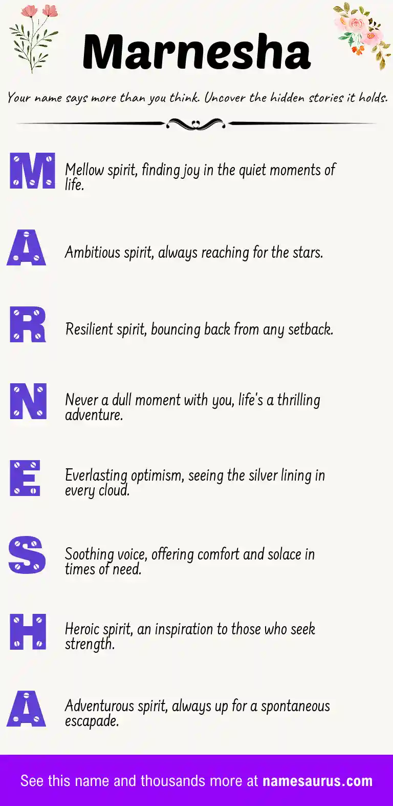 Acrostic poem about Marnesha.