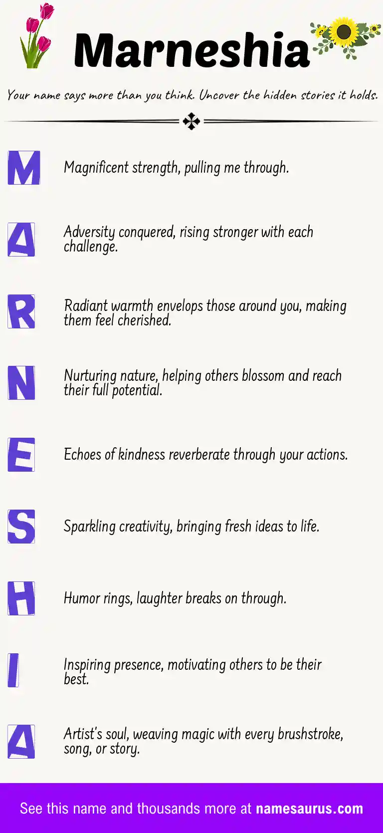 Acrostic poem about Marneshia.