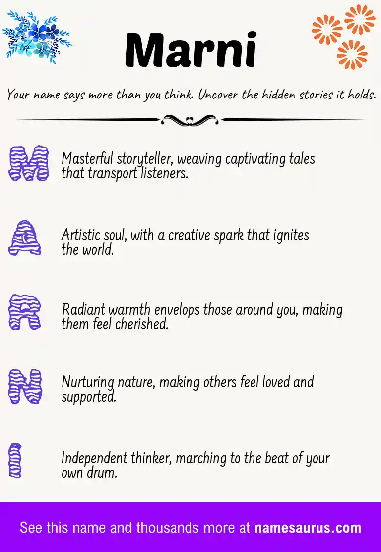 Acrostic poem about Marni.