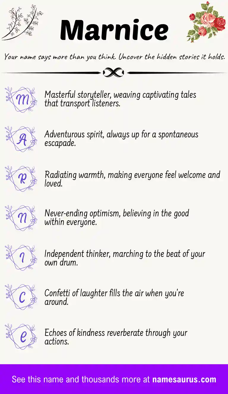 Acrostic poem about Marnice.