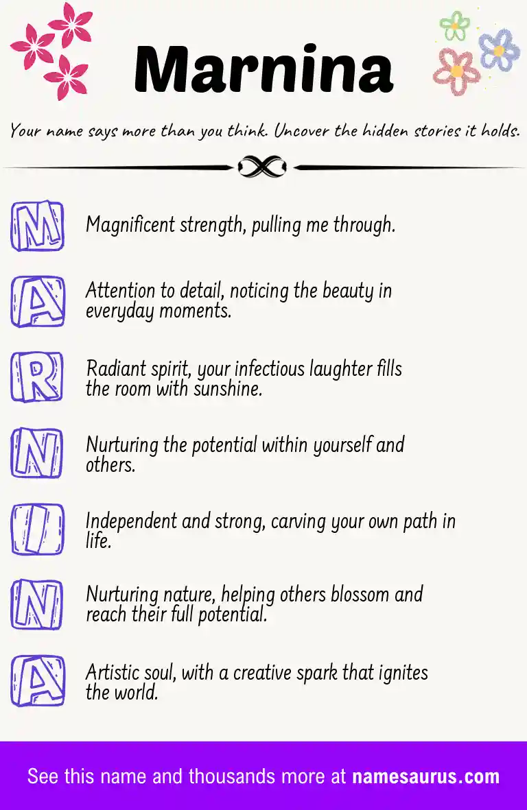Acrostic poem about Marnina.