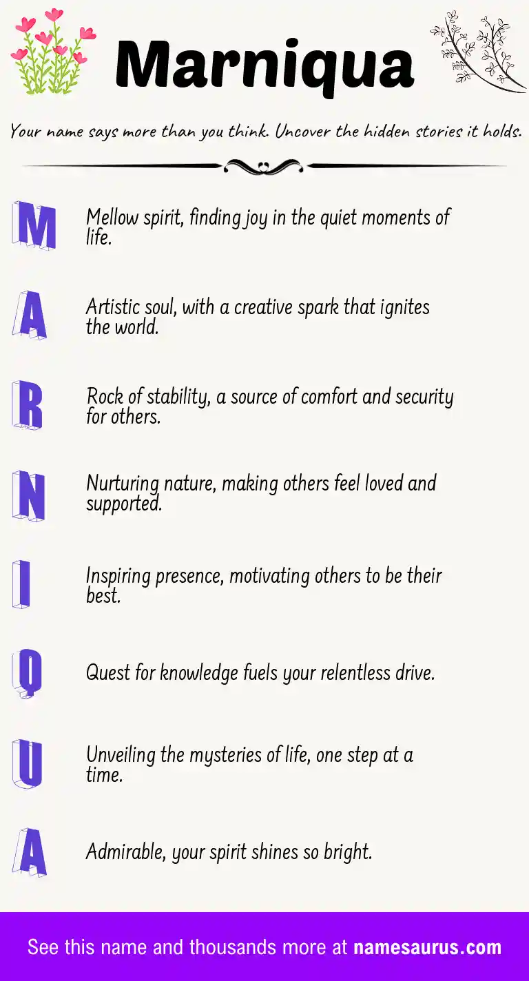 Acrostic poem about Marniqua.