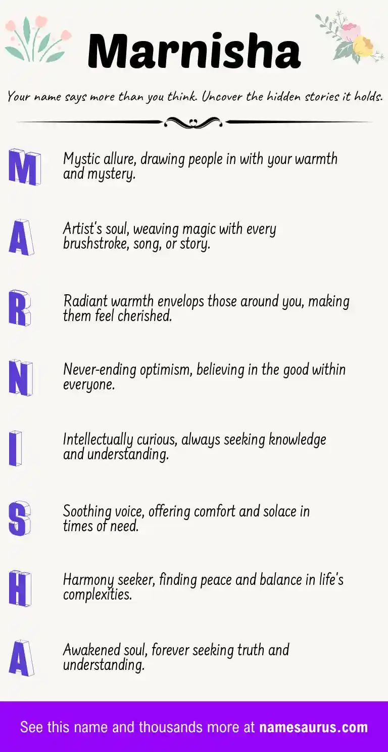 Acrostic poem about Marnisha.
