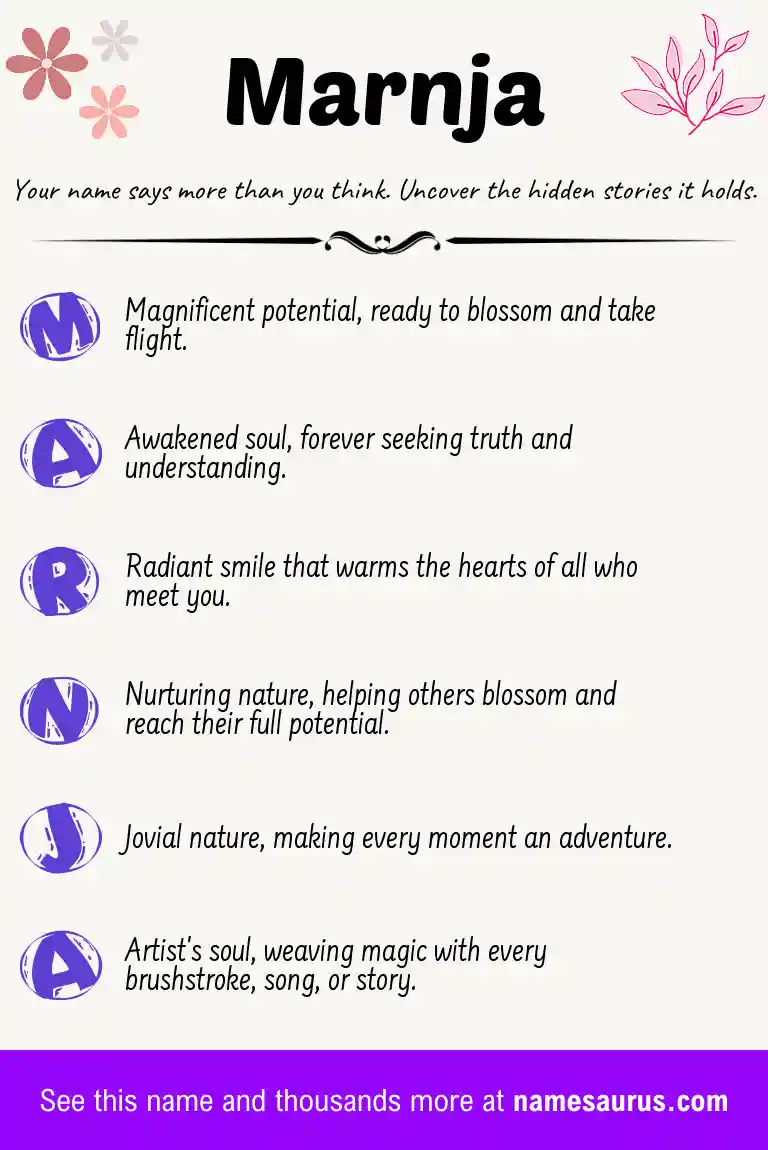 Acrostic poem about Marnja.