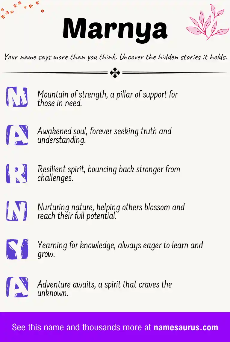 Acrostic poem about Marnya.