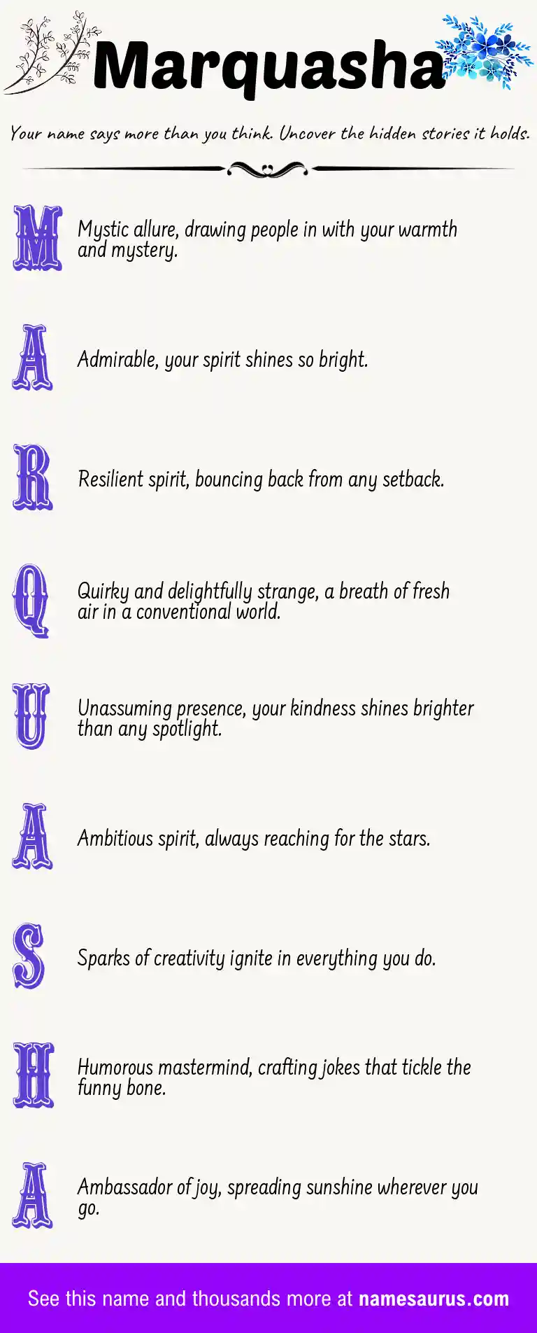 Acrostic poem about Marquasha.