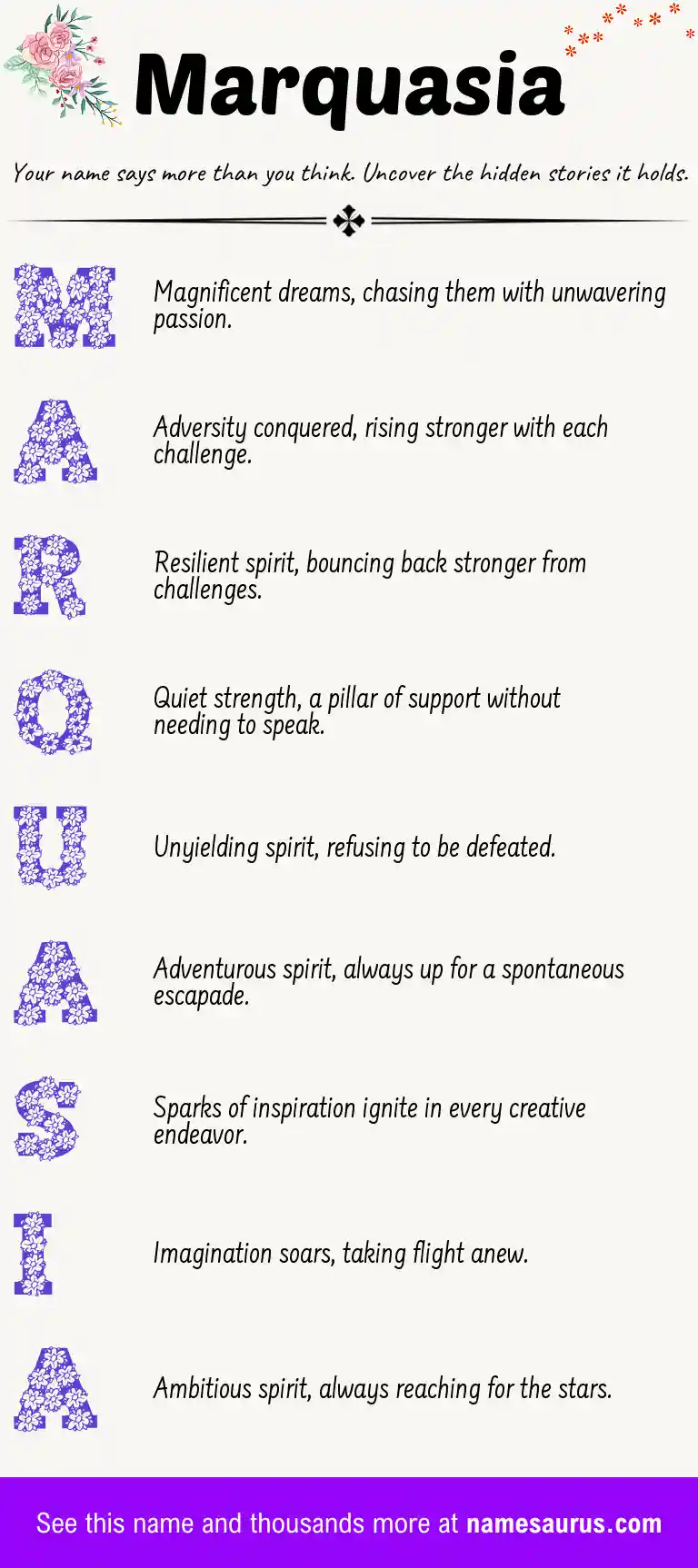 Acrostic poem about Marquasia.