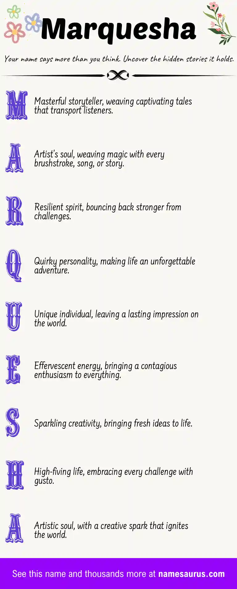 Acrostic poem about Marquesha.