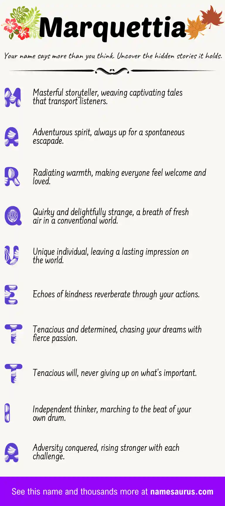 Acrostic poem about Marquettia.