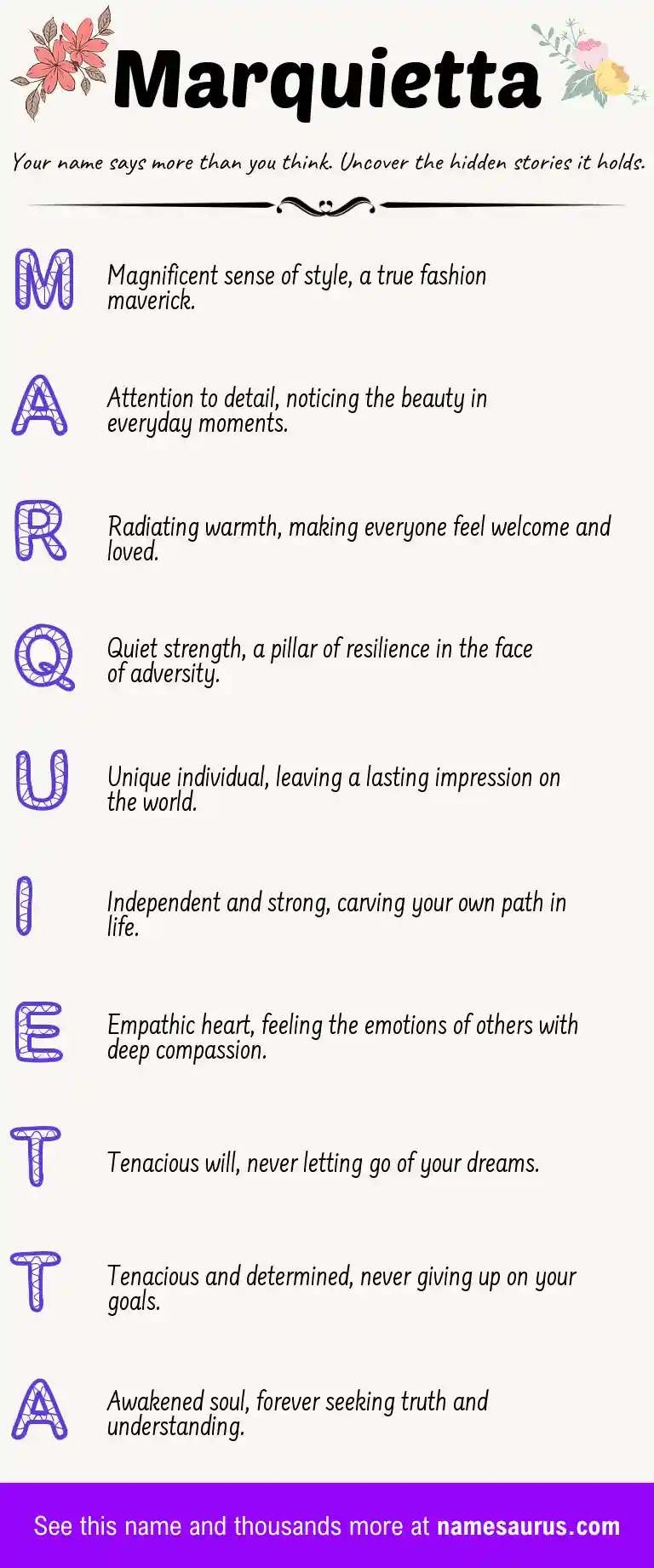 Acrostic poem about Marquietta.