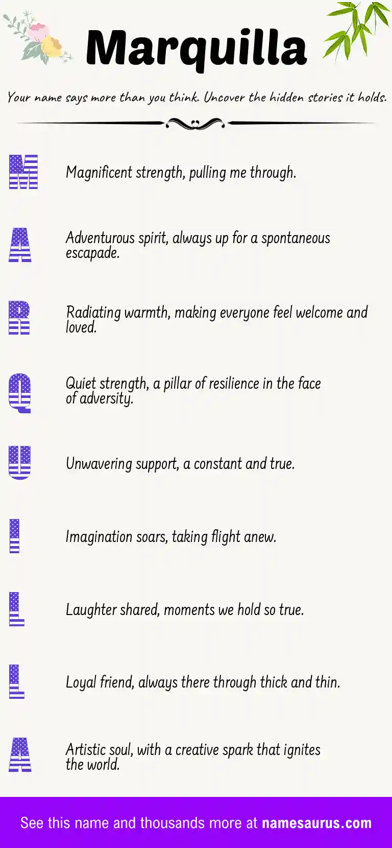 Acrostic poem about Marquilla.