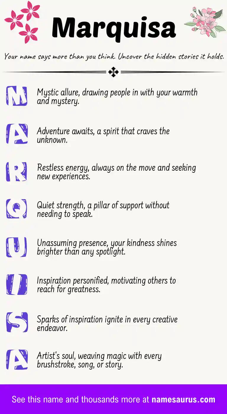 Acrostic poem about Marquisa.