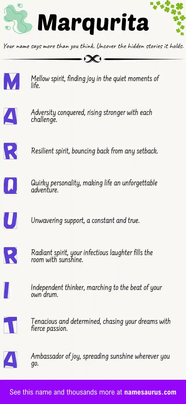Acrostic poem about Marqurita.
