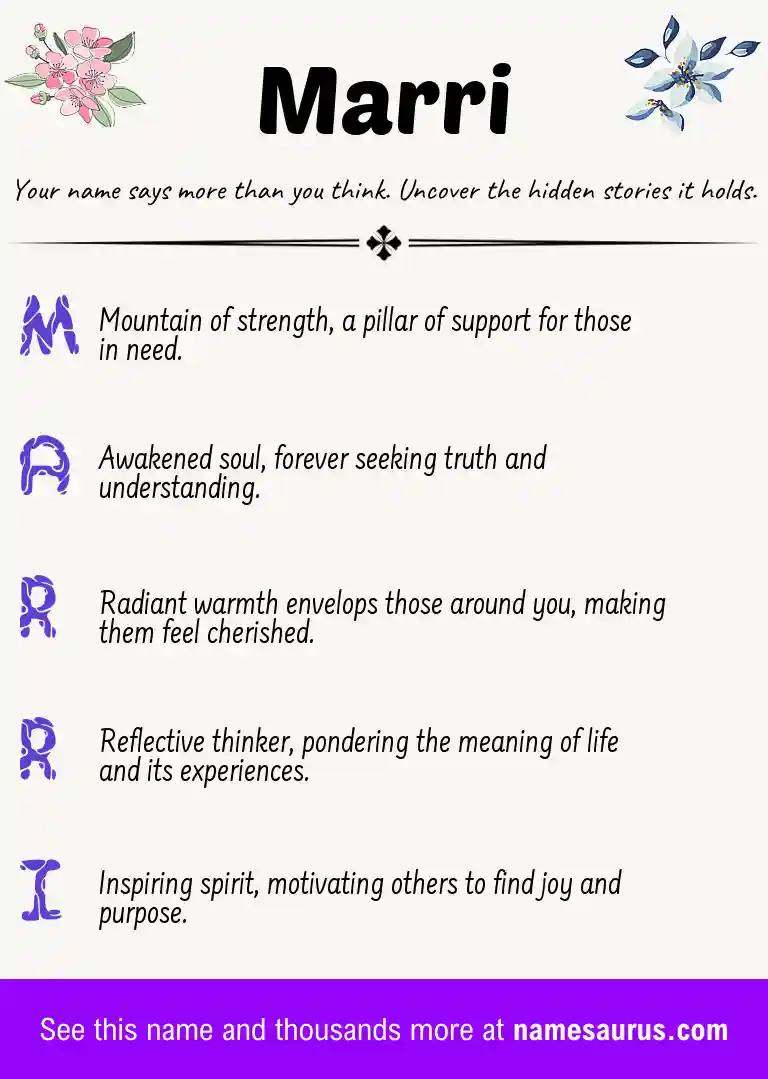 Acrostic poem about Marri.
