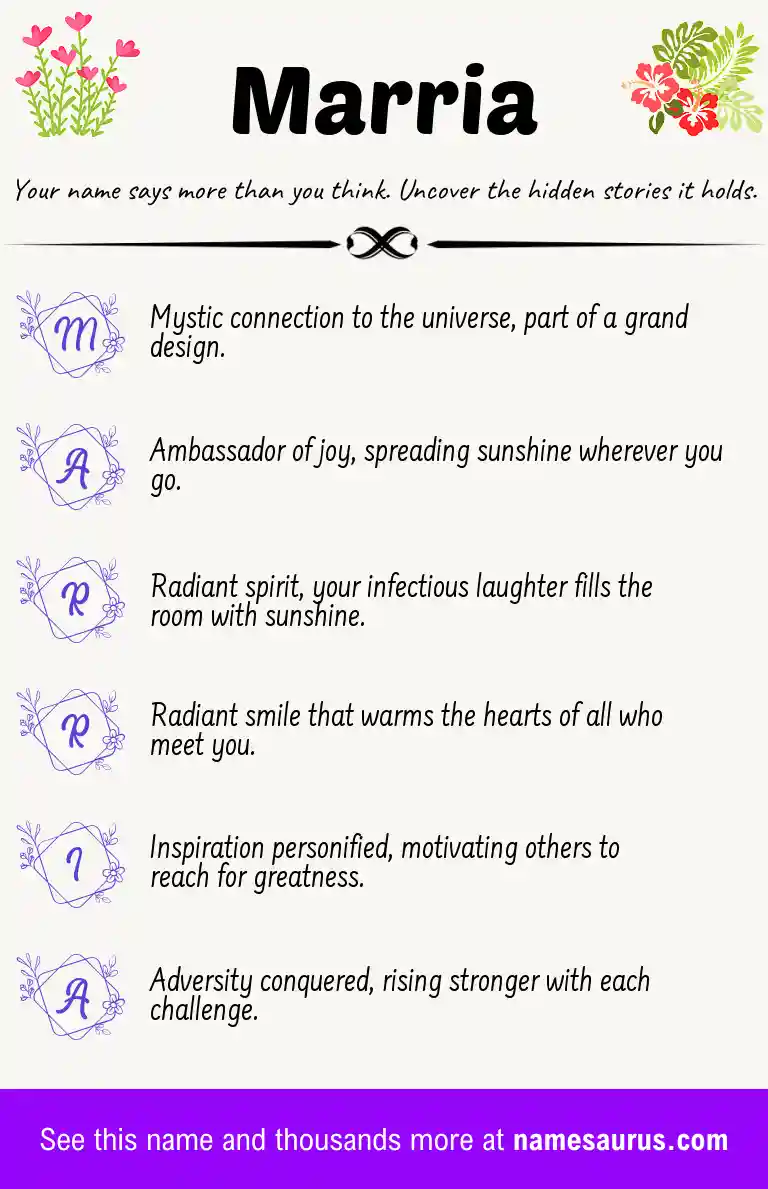 Acrostic poem about Marria.