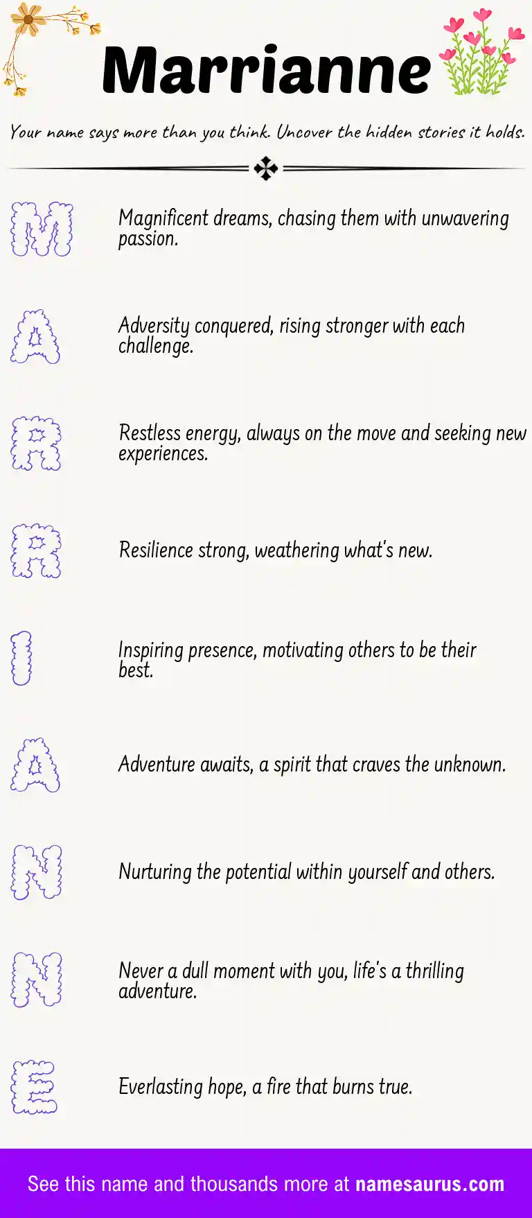 Acrostic poem about Marrianne.