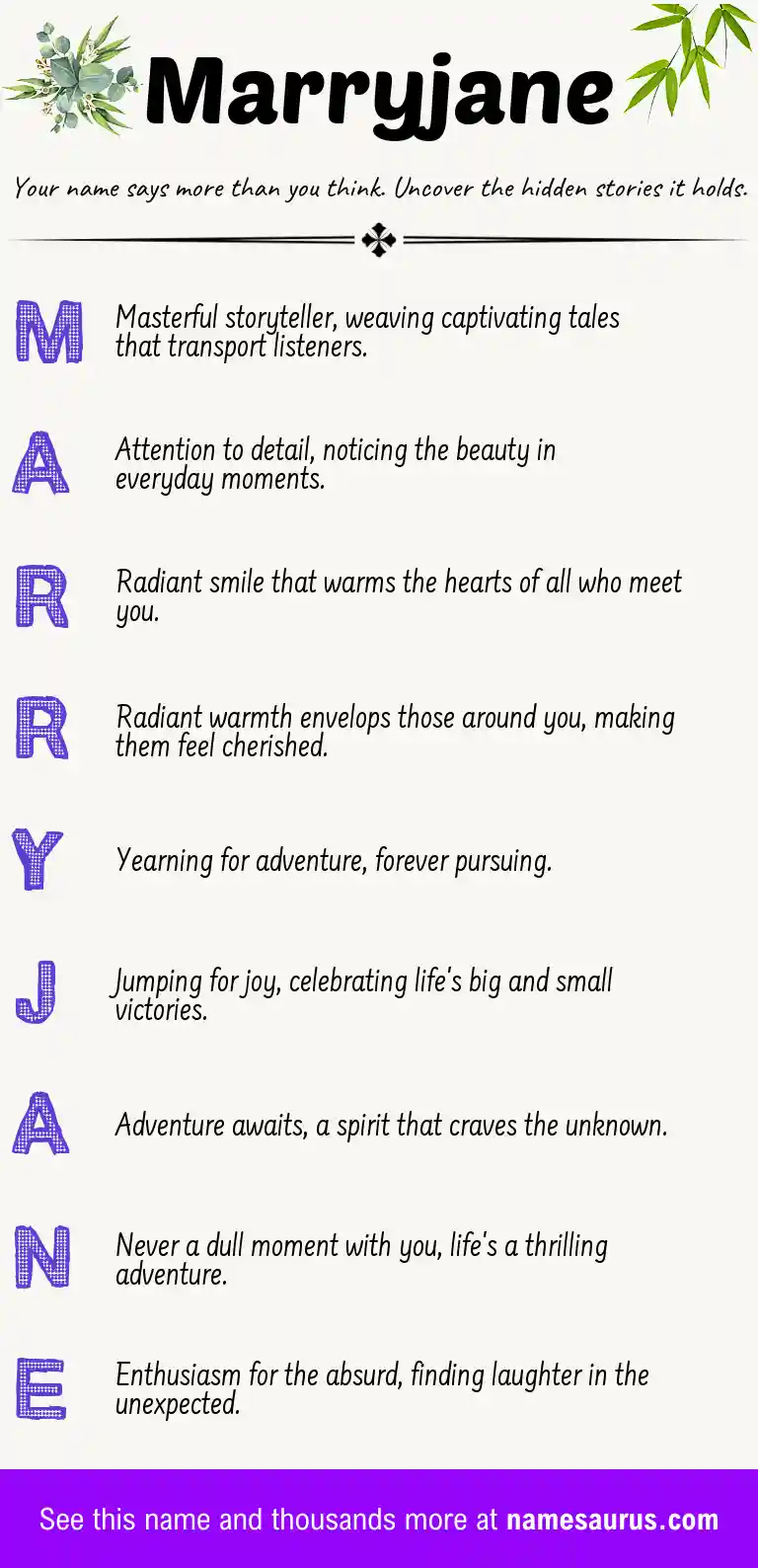Acrostic poem about Marryjane.