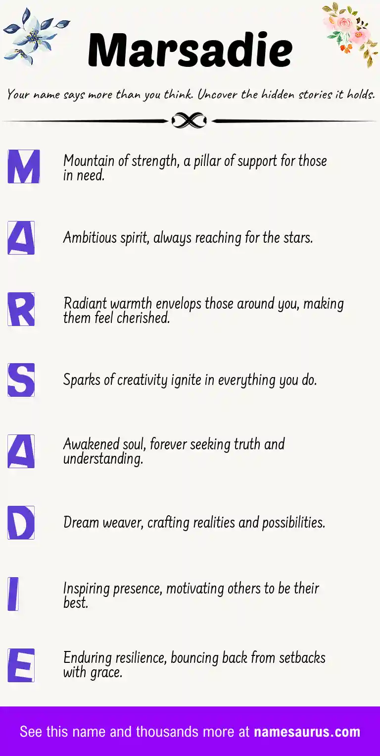 Acrostic poem about Marsadie.