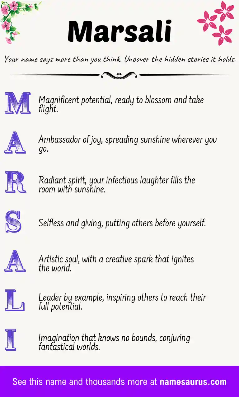 Acrostic poem about Marsali.