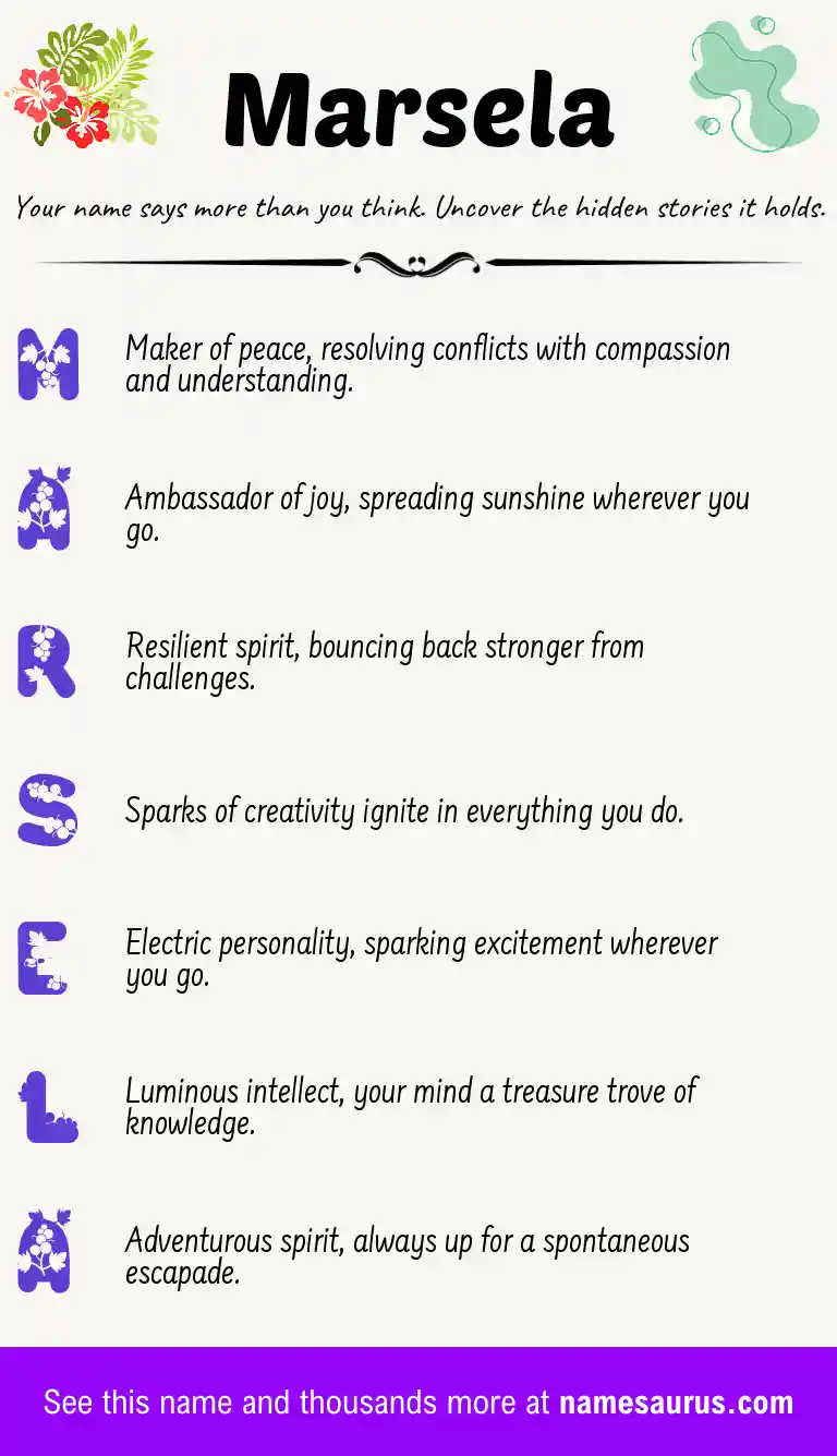 Acrostic poem about Marsela.