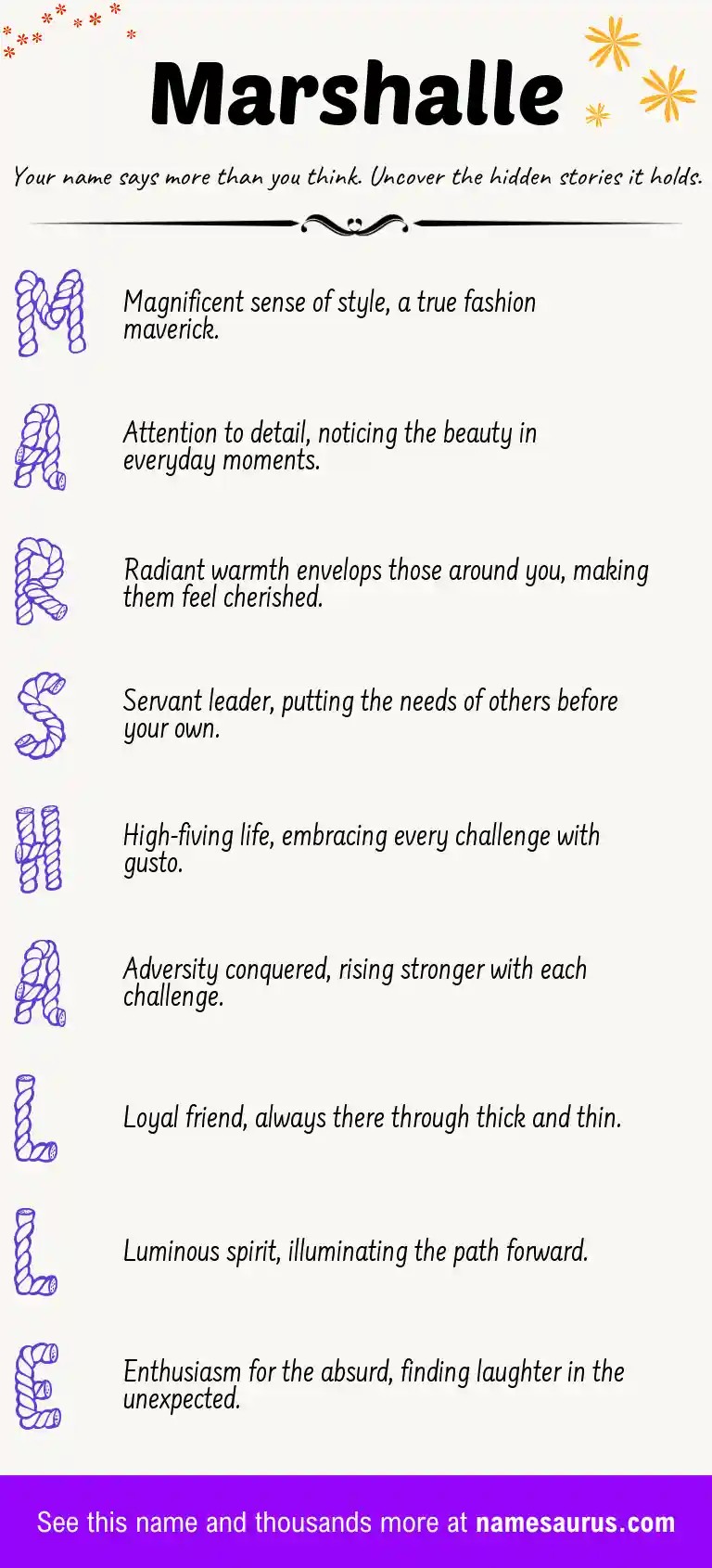 Acrostic poem about Marshalle.