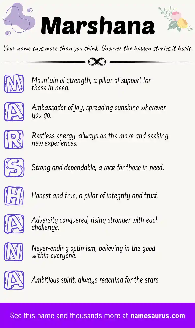 Acrostic poem about Marshana.