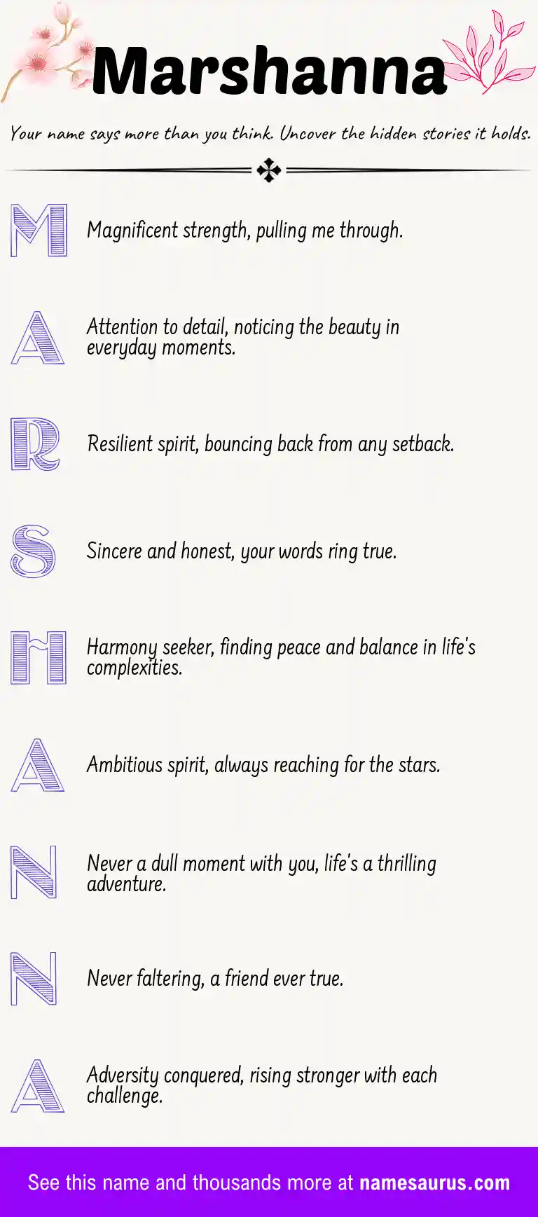 Acrostic poem about Marshanna.