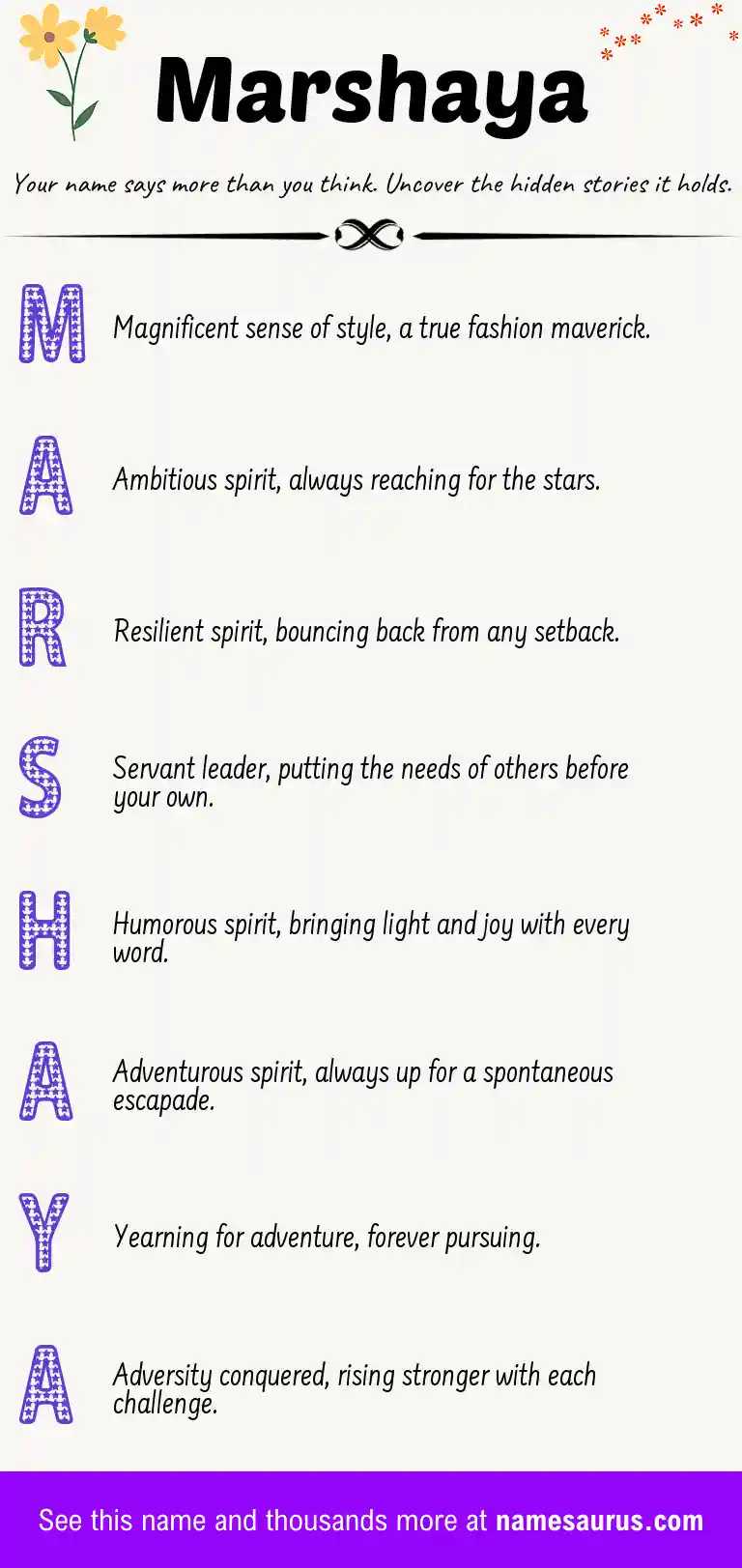 Acrostic poem about Marshaya.