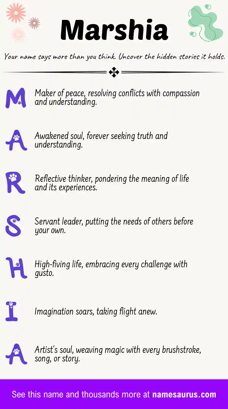 Acrostic poem about Marshia.