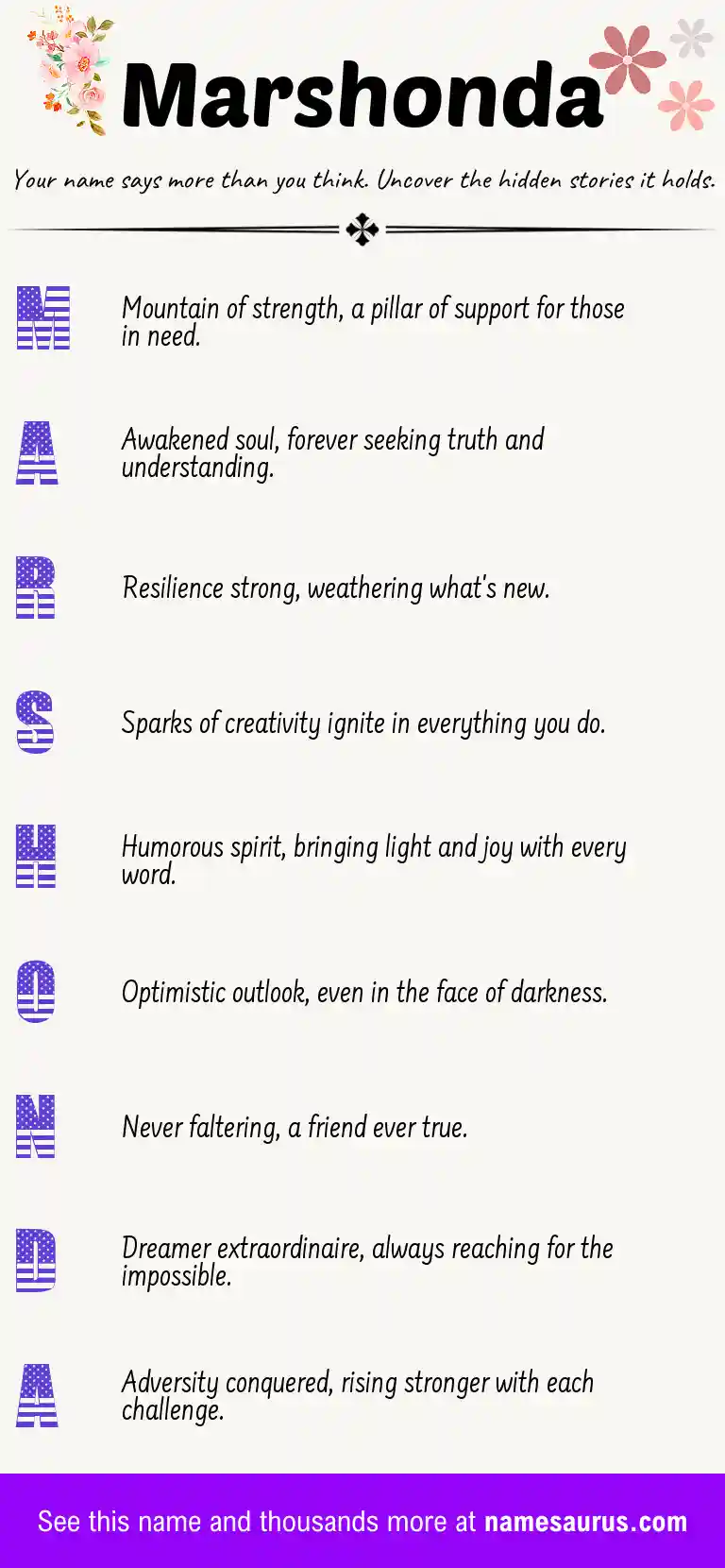 Acrostic poem about Marshonda.