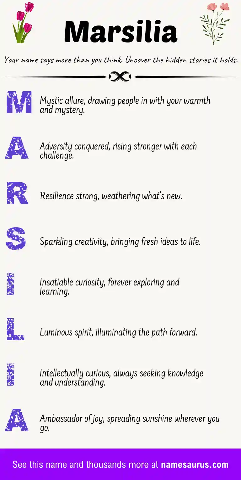 Acrostic poem about Marsilia.