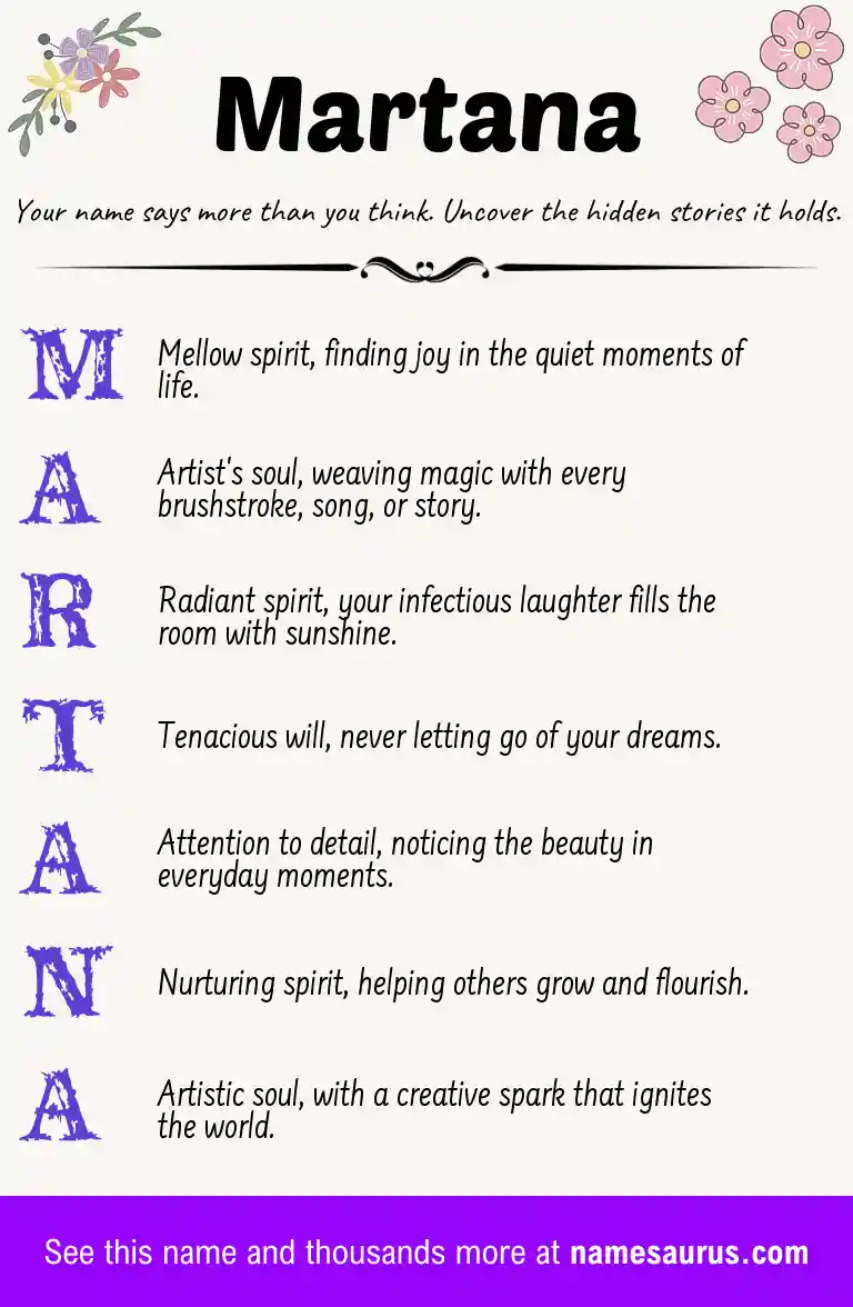 Acrostic poem about Martana.