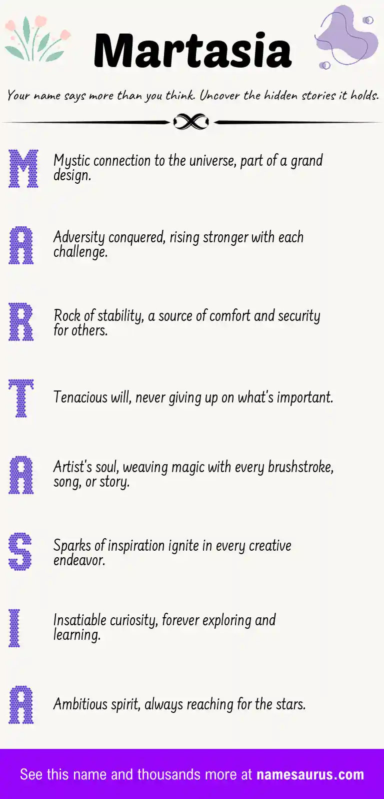 Acrostic poem about Martasia.