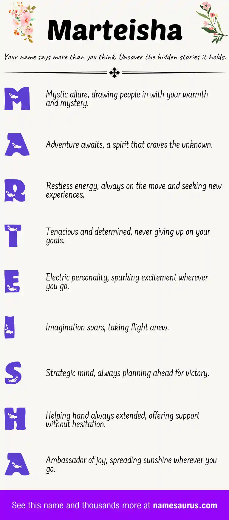 Acrostic poem about Marteisha.
