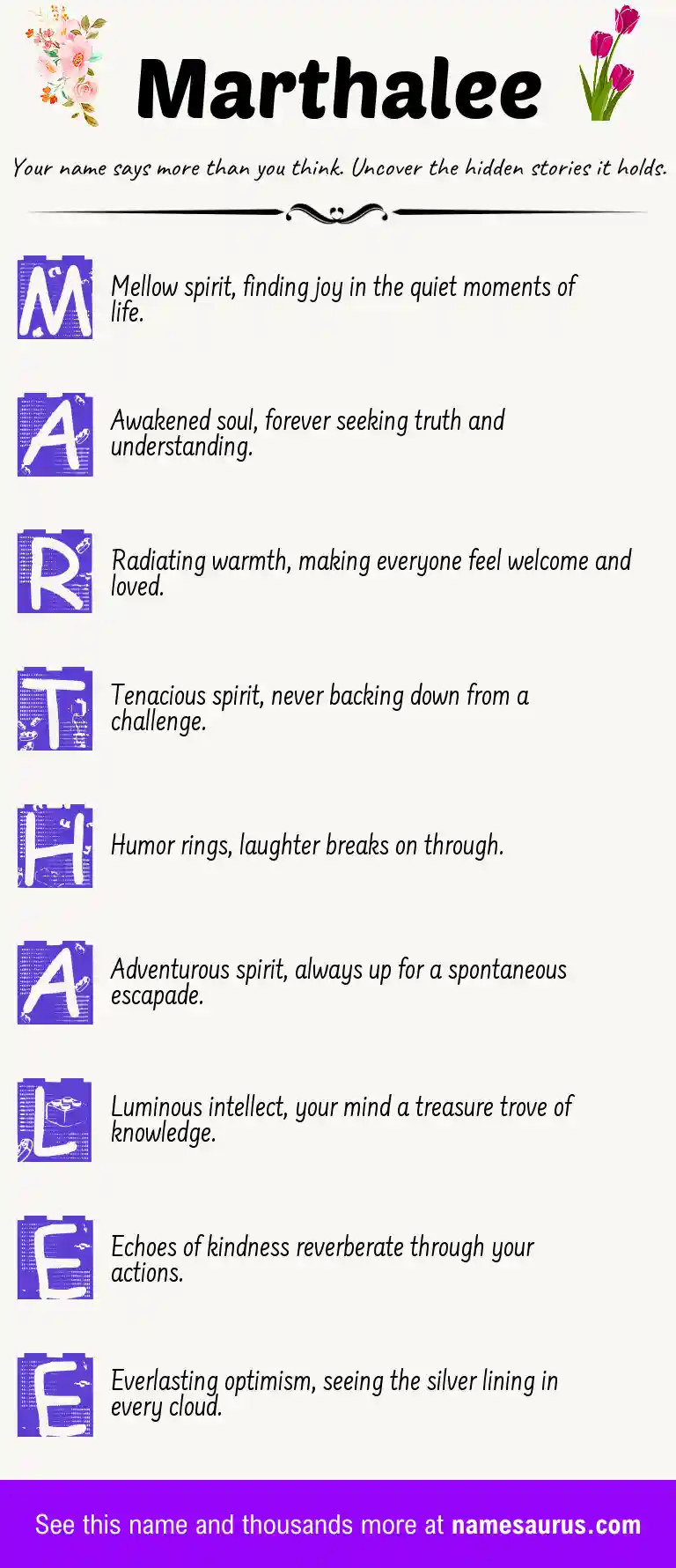 Acrostic poem about Marthalee.