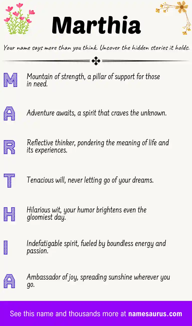 Acrostic poem about Marthia.