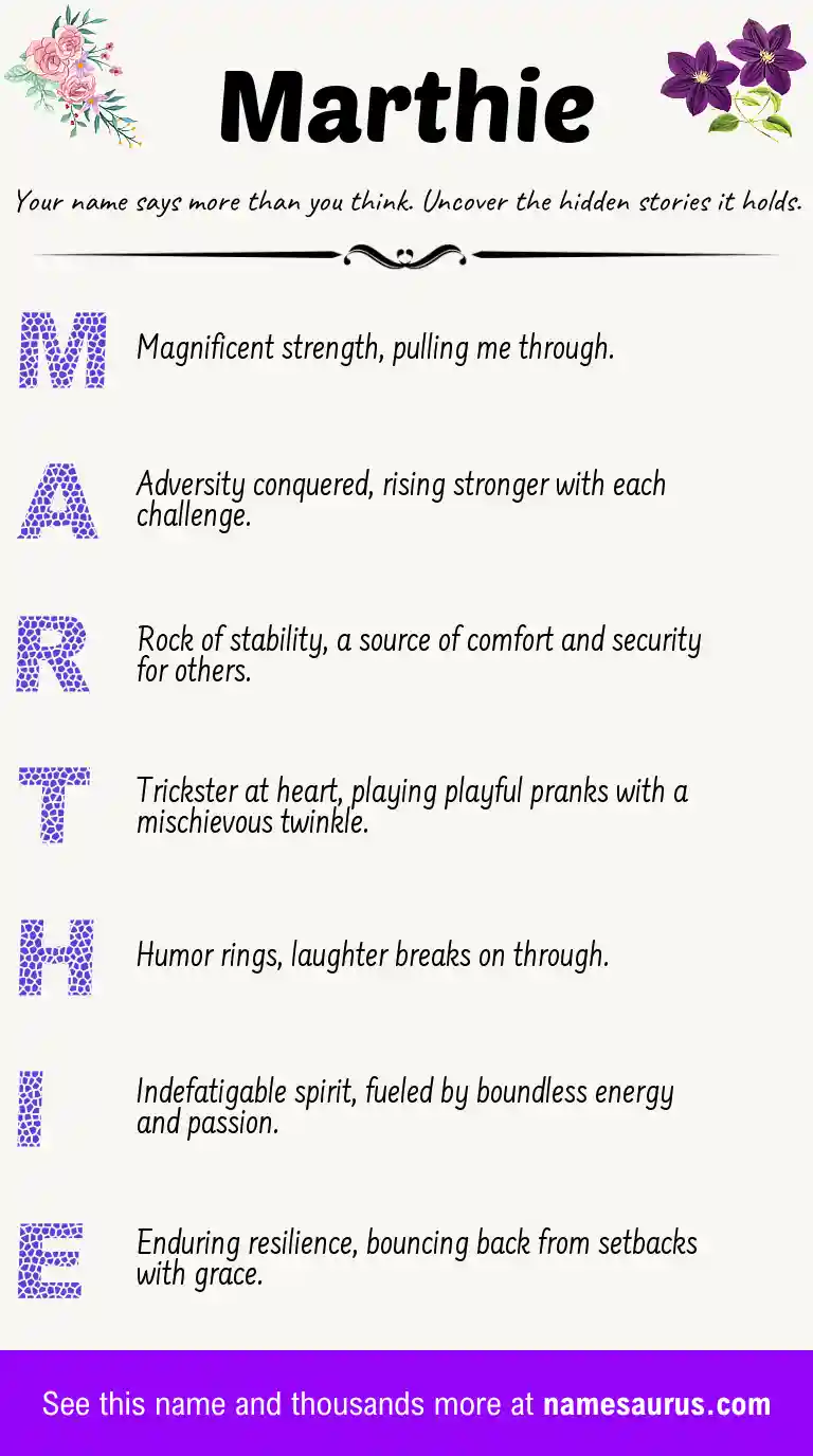 Acrostic poem about Marthie.