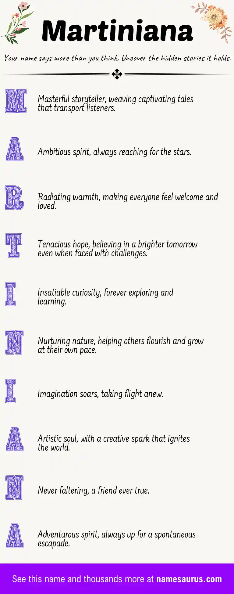Acrostic poem about Martiniana.